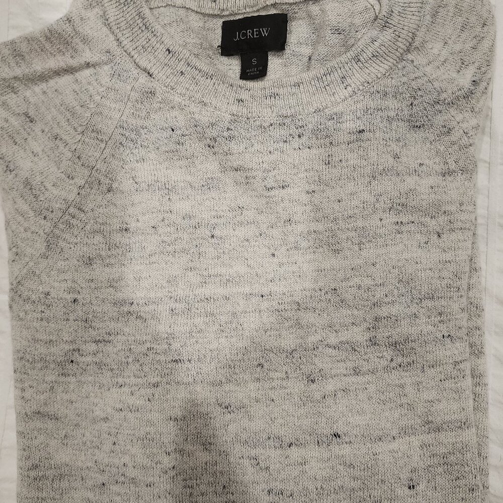 J. Crew White Heather Cotton Sweater Small